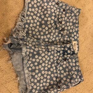 Flower jean shorts
